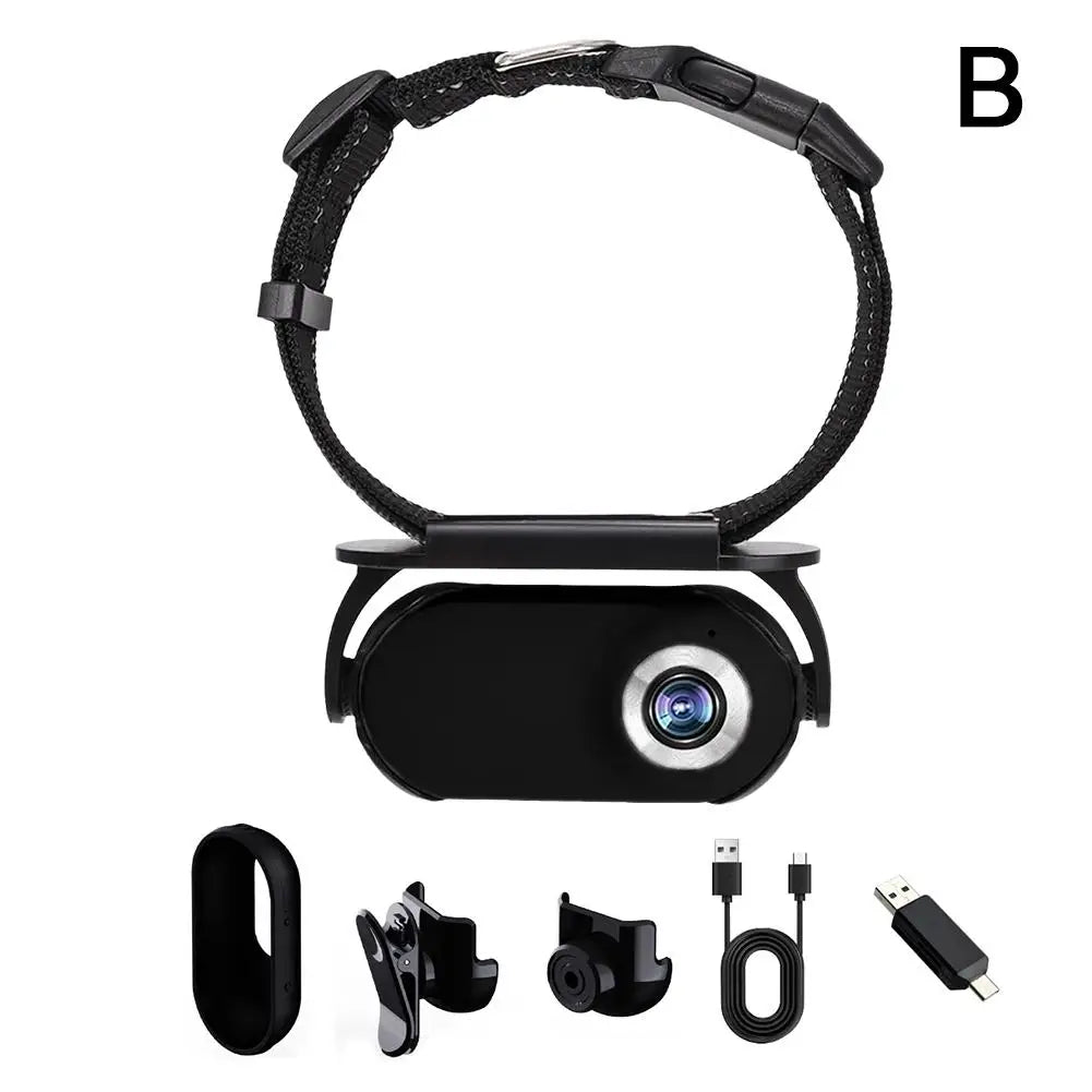 Pet Collar Camera – No WiFi Needed, 170° Wide-Angle Lens, Mini Action Camera for Cats & Dogs with Video Recording and Tracking