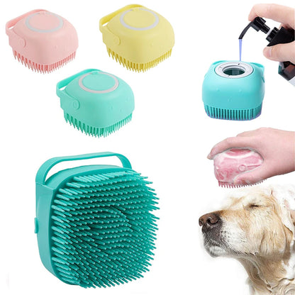 Silicone Bath & Massage Gloves for Dogs & Cats – Grooming Tool with Shampoo Dispenser