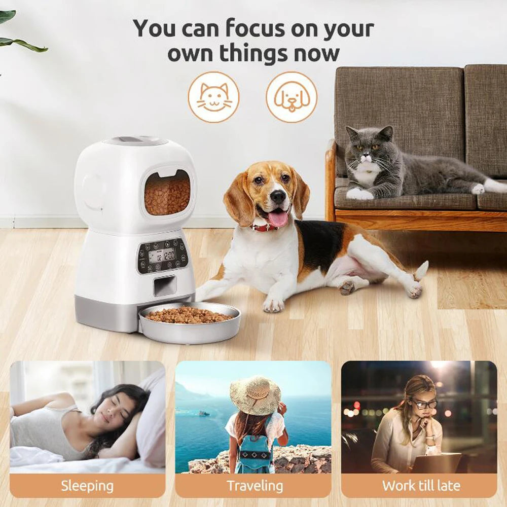 3.5L Smart Automatic Pet Feeder – WiFi-Enabled Cat & Dog Food Dispenser with Voice Recorder & Timed Feeding