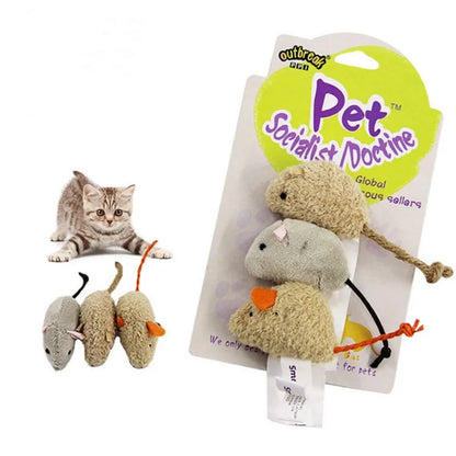 Interactive Plush Mouse Cat Toy - 3 Pack Bite-Resistant Scratch & Play for Cats and Kittens