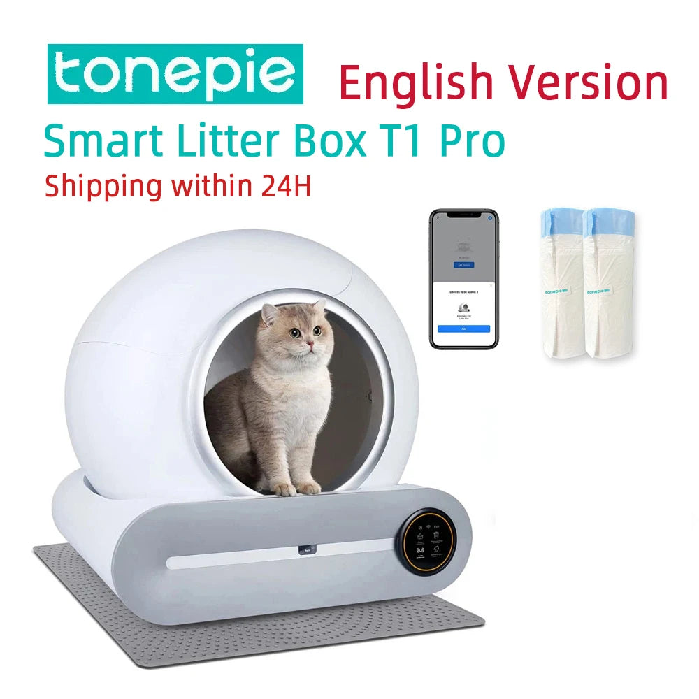 65L Automatic Self-Cleaning Cat Litter Box – Fully Enclosed Smart Litter Tray with English Interface