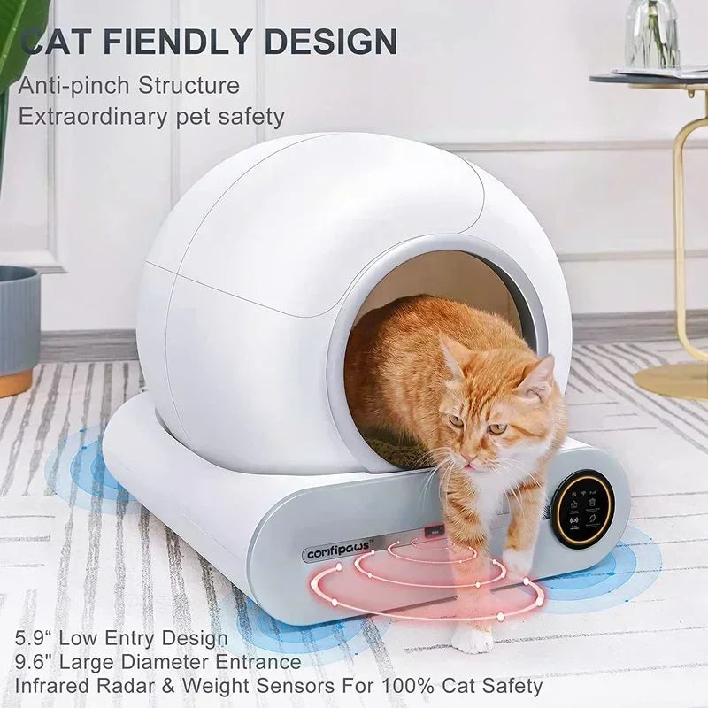 65L Automatic Self-Cleaning Cat Litter Box – Fully Enclosed Smart Litter Tray with English Interface