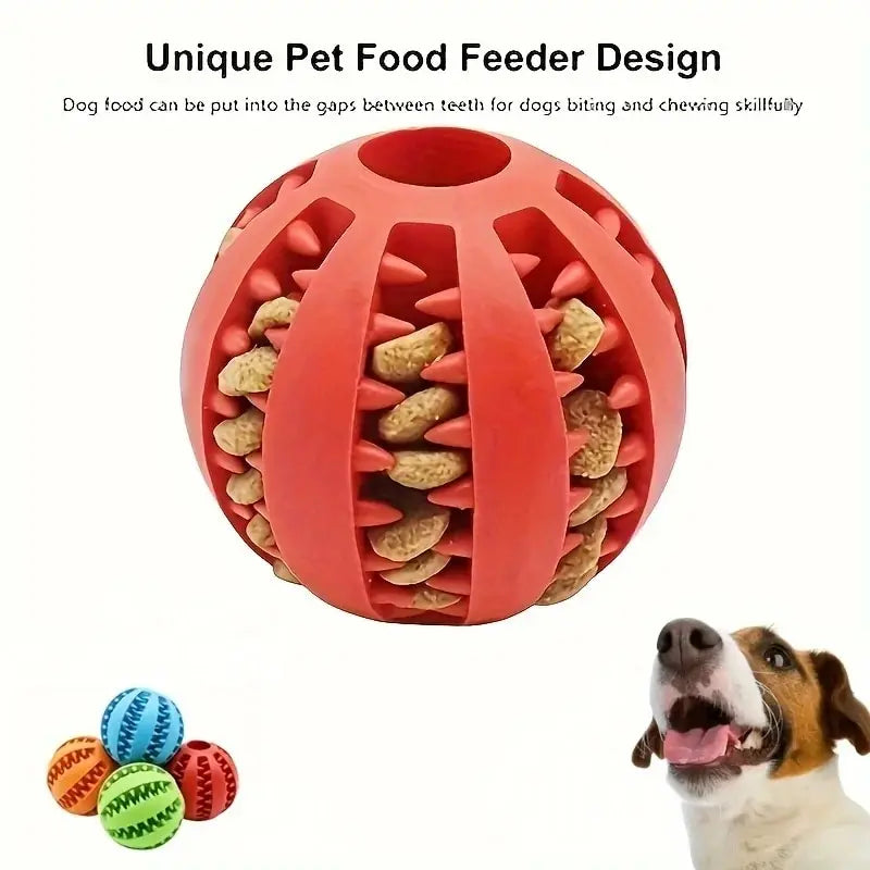 Nontoxic Dog Toy Ball – Bite-Resistant Chew Ball for Dogs & Cats, Treat Feeder & Tooth Cleaning Toy