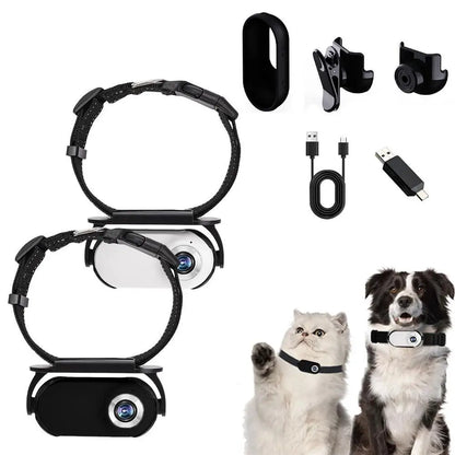 Pet Collar Camera – No WiFi Needed, 170° Wide-Angle Lens, Mini Action Camera for Cats & Dogs with Video Recording and Tracking