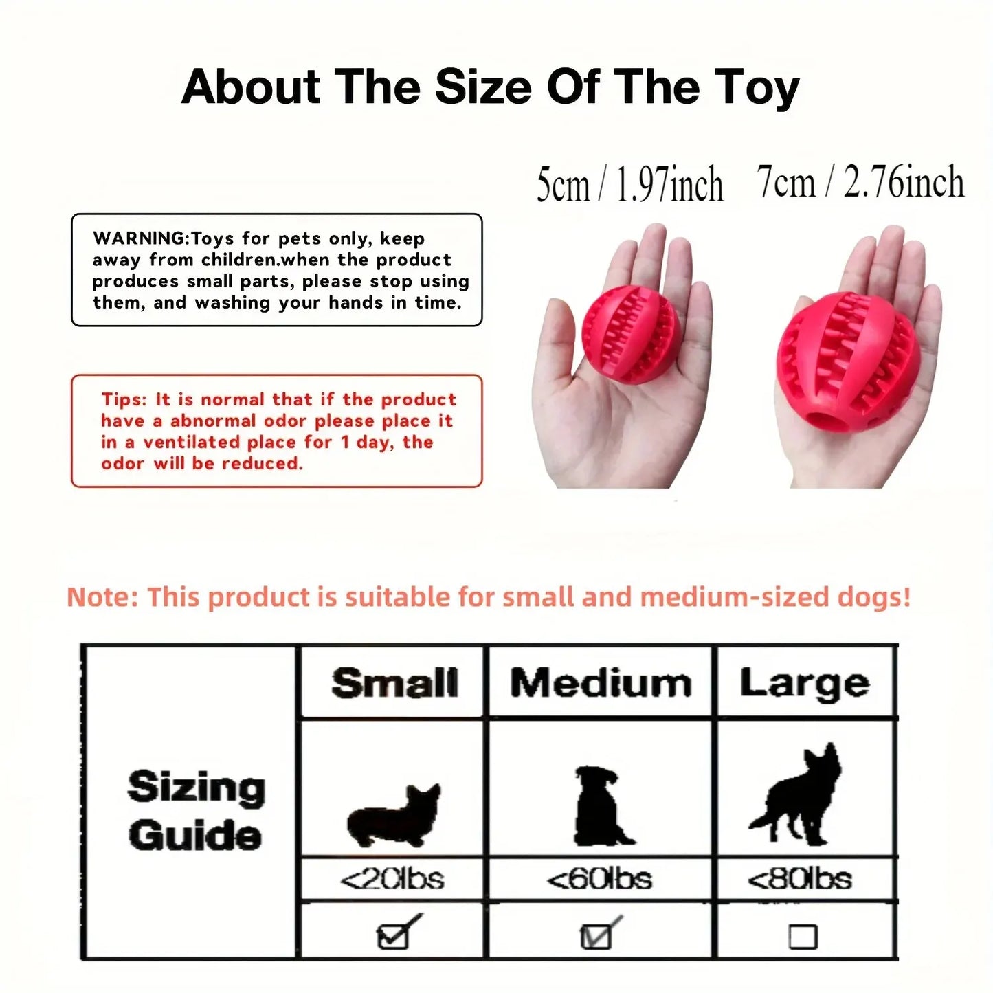 Nontoxic Dog Toy Ball – Bite-Resistant Chew Ball for Dogs & Cats, Treat Feeder & Tooth Cleaning Toy