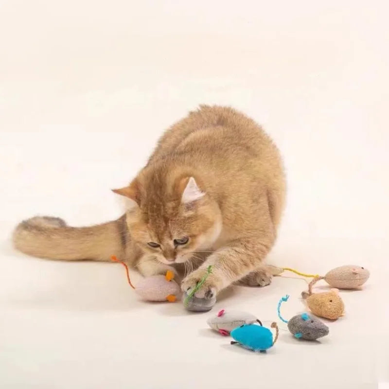 Interactive Plush Mouse Cat Toy - 3 Pack Bite-Resistant Scratch & Play for Cats and Kittens