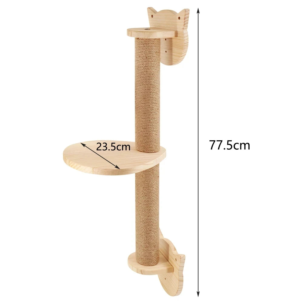 50cm Wall-Mounted Cat Climbing Frame – Hammock, Ladder & Sisal Scratch Post for Indoor Cats