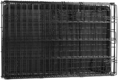 Durable Foldable Dog Crate – Metal Wire Design with Tray, Single Door, 30"x19"x21", Black