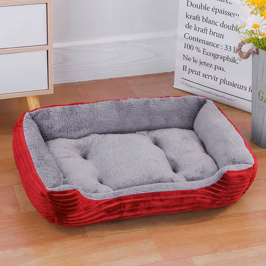 Winter Waterproof Pet Bed – Cozy Color Square House for Dogs & Cats (All Sizes)