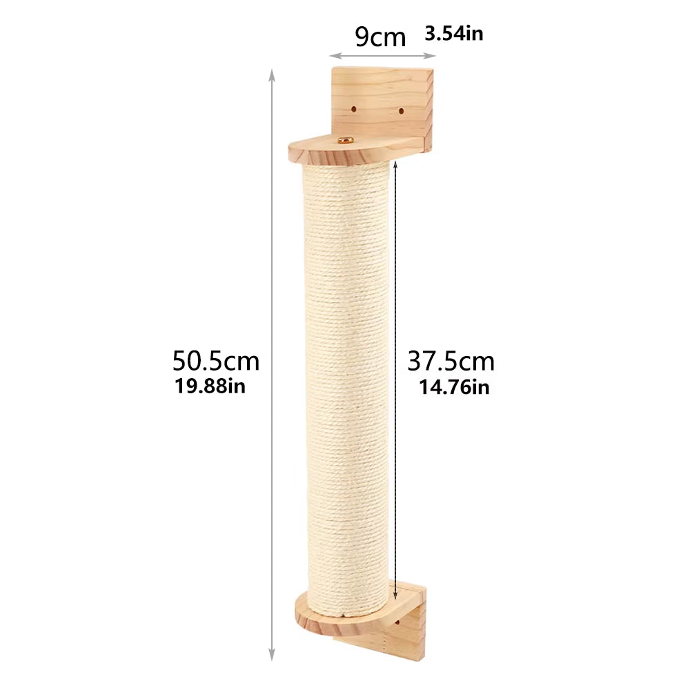 Wall-Mounted 4-Step Cat Climbing Shelf – Sisal Scratch Post & Tower Platform