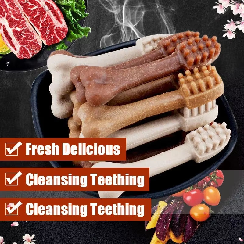 Dog Teethers Clean Teeth Fresh Mouth Deliciou Nutrition Healthy Training Reward Snacks Toothbrush Bone Shape Increase Resistance