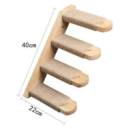 50cm Wall-Mounted Cat Climbing Frame – Hammock, Ladder & Sisal Scratch Post for Indoor Cats