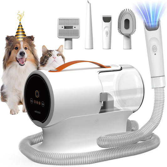 Pet Grooming Vacuum Kit – 12000Pa Dog Grooming Vacuum with 2L Capacity, Shedding Hair Cleaner, 5 Quiet Grooming Tools (PG100)