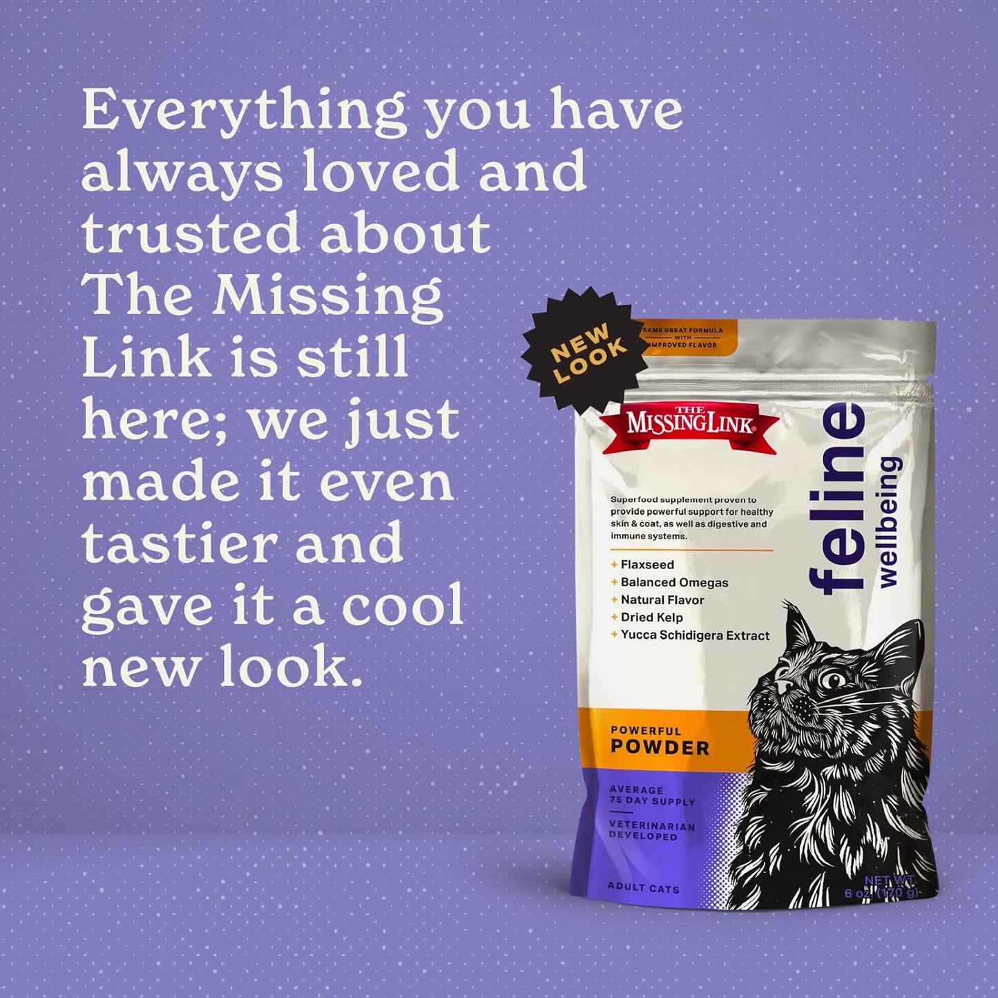 "The Missing Link Feline Superfood Powder, 6 Oz – Vet-Formulated Supplement with Omega 3 & 6 for Skin, Coat, Digestion, Immunity & Overall Cat Health