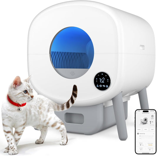 Self-Cleaning Automatic Cat Litter Box – 95L Capacity, App-Controlled with Safety Features & Garbage Bags