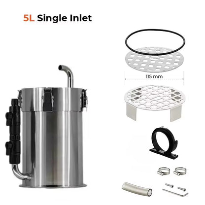 Stainless Steel ADA-Style External Canister Filter – Premium Barrel for Grass & Fish Tanks