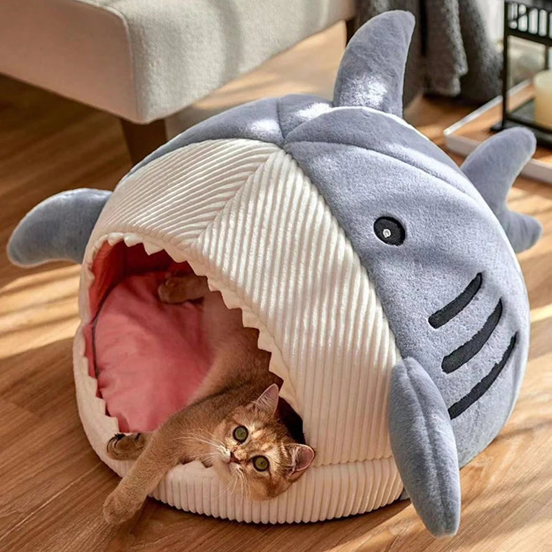 Cartoon Shark Cave Pet Bed 