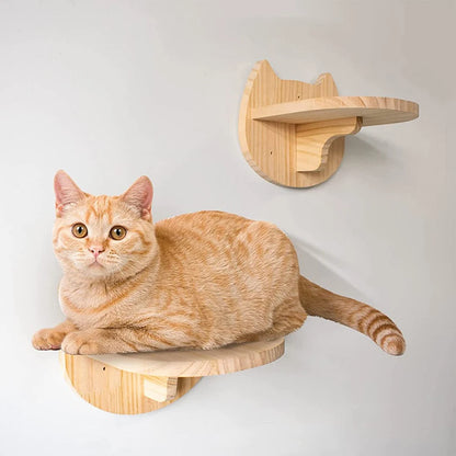 Wall-Mounted 4-Step Cat Climbing Shelf – Sisal Scratch Post & Tower Platform